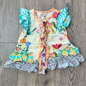 Matilda Jane Tunic Shirt Top Mushrooms Hummingbird Ruffles Whimsy Sweet 12/18mo